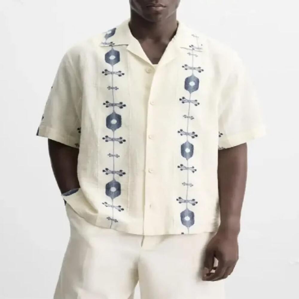 Hollywood 2025 Access Scott Evans Blue Printed Short Sleeve Shirt