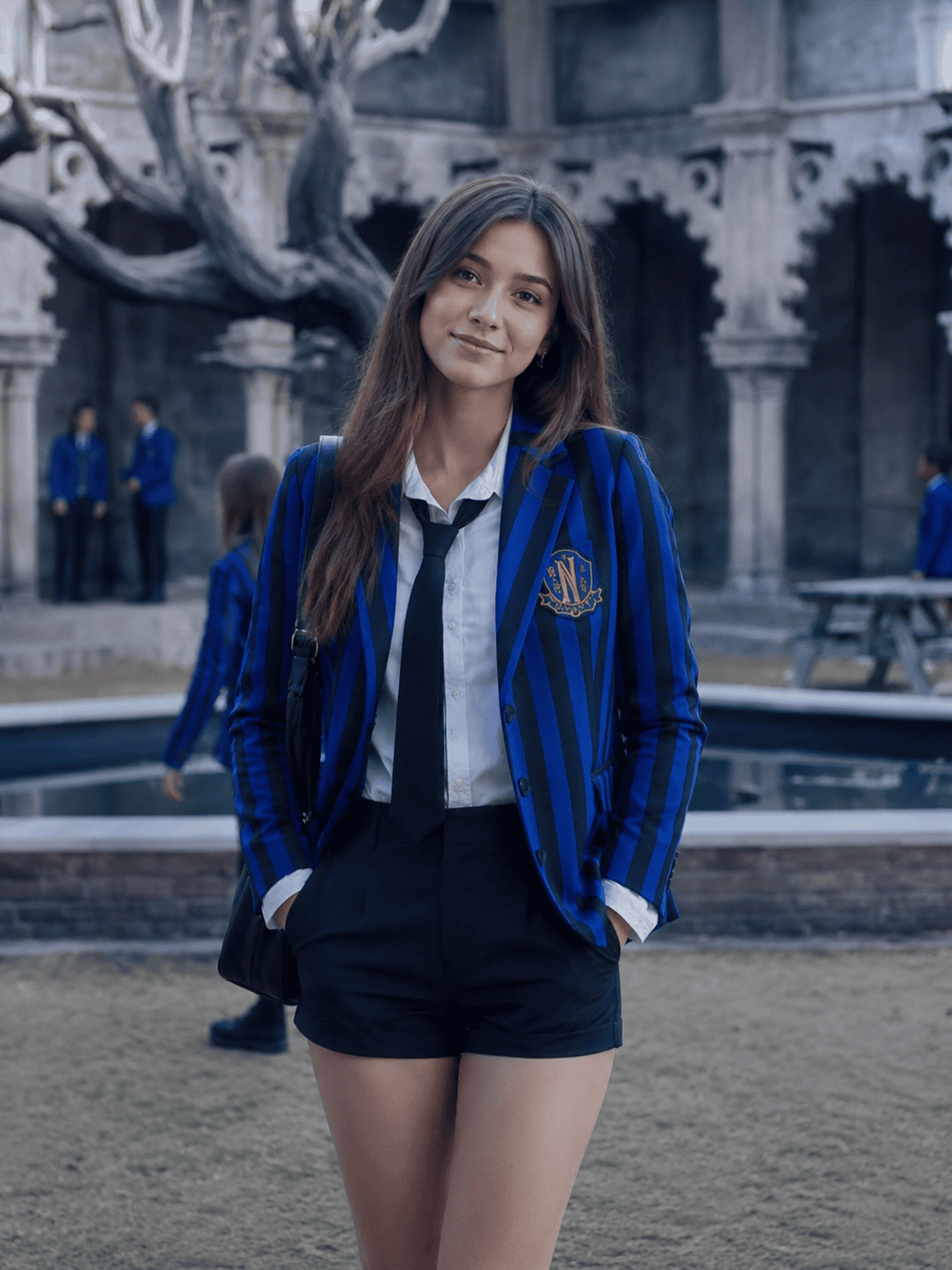 Wednesday Emma Myers' Blue Striped Blazer