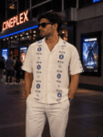 Hollywood Access Scott Evans Blue Printed Short Sleeve Shirt