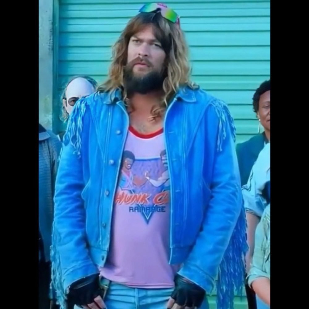 Jason Momoa Minecraft Movie 2025 Blue Fringe Jacket: The Ultimate Celebrity-Inspired Fashion Statement - Image 2