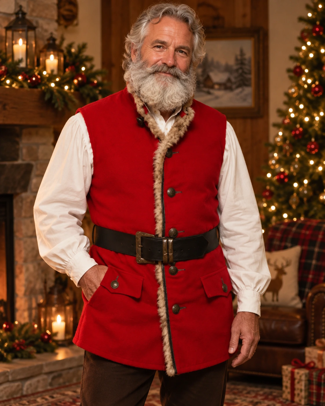 Mens Rugged Santa Vest Costume