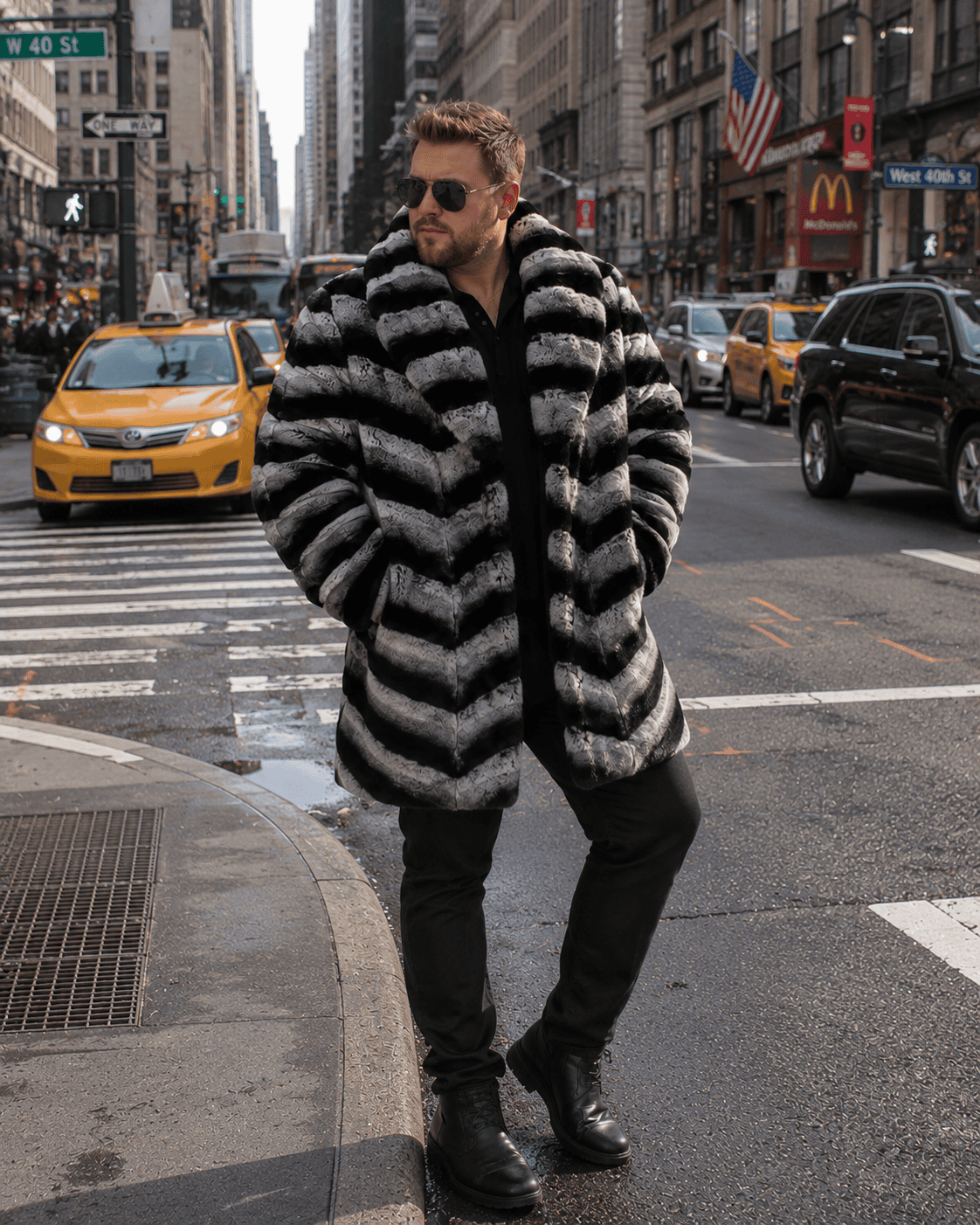 Tim Malcolm 90 Day Hunt For Love Striped Fur Coat