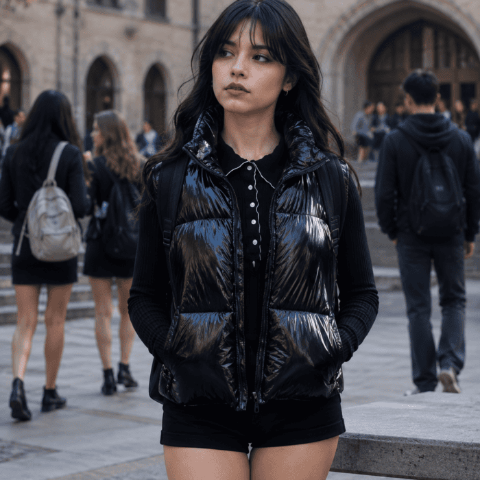 Wednesday Addams Jenna Ortega Black Puffer Vest