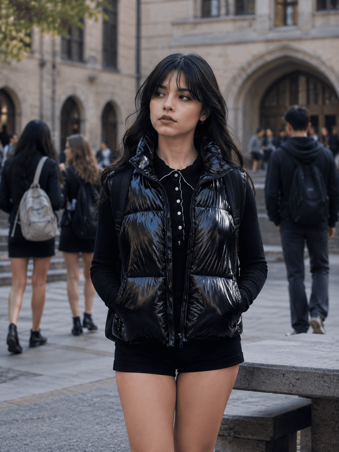 Wednesday Addams Jenna Ortega Black Puffer Vest