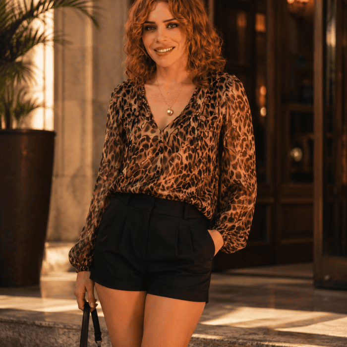 Wednesday Billie Piper Leopard Print Blouse