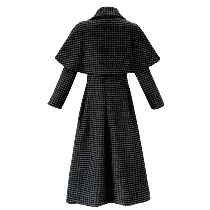 Wednesday Addams S02 Jenna Ortega Black Plaid Coat – A Modern Gothic Fashion Statement