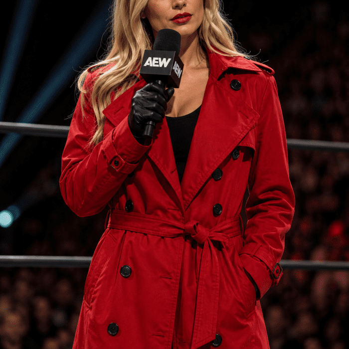 AEW Collision 2025 Breasted Toni Storm Red Wool Coat
