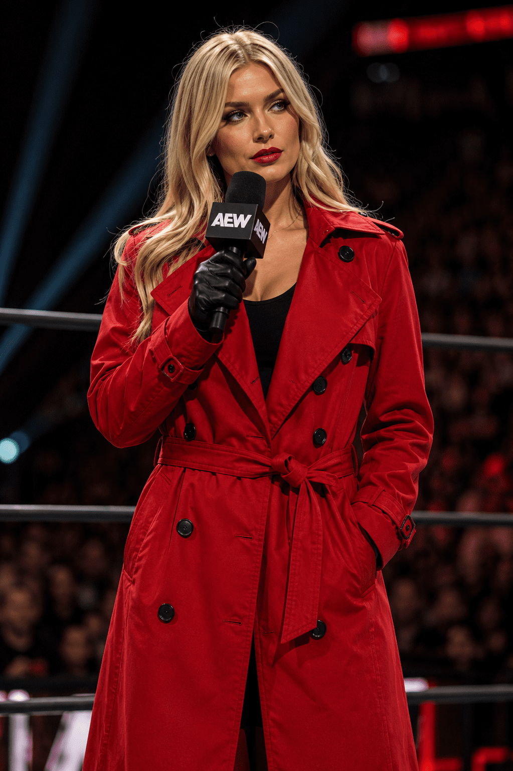 AEW Collision 2025 Breasted Toni Storm Red Wool Coat