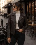 Women’s Dark Brown Motorcycle Leather Jacket
