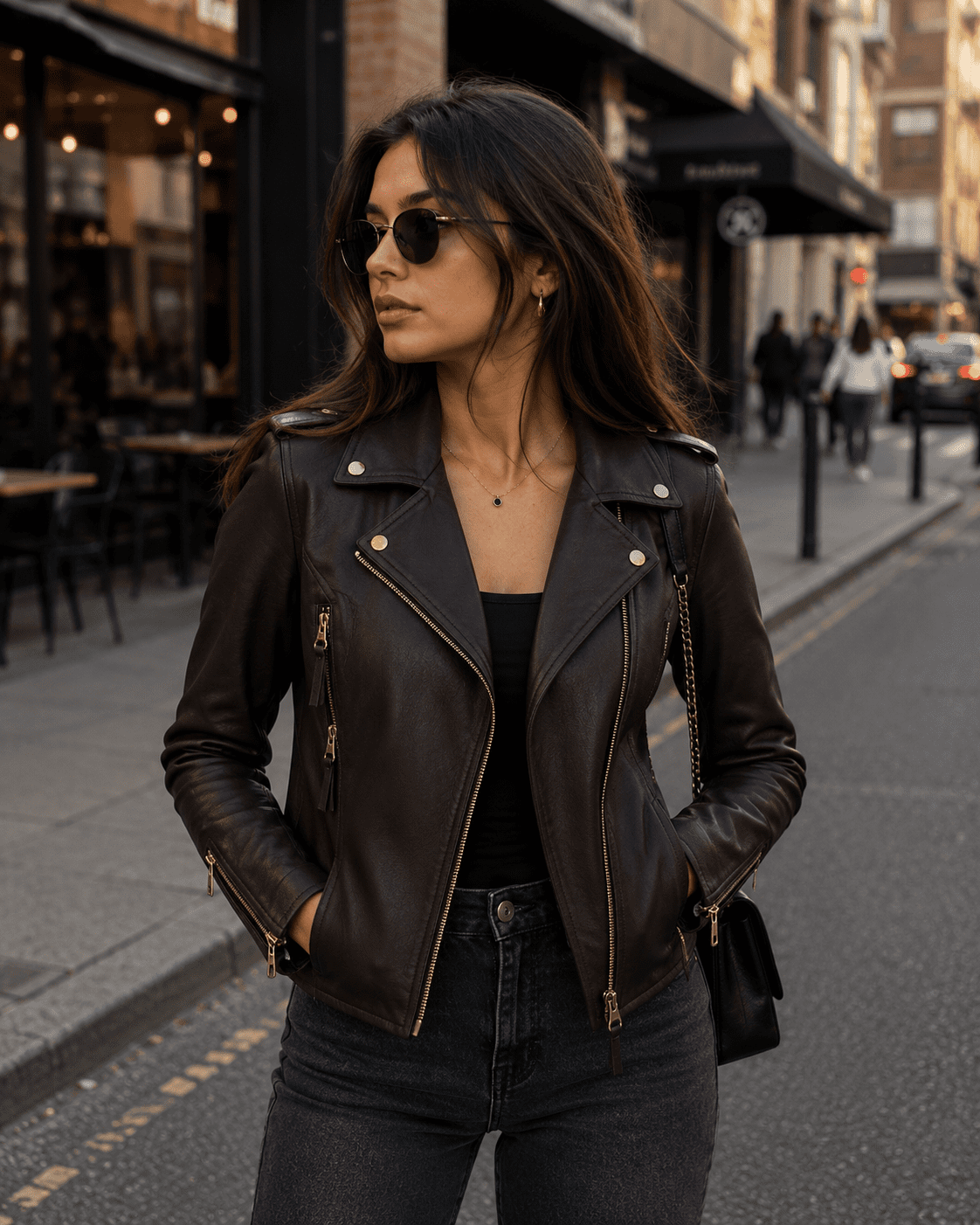 Laura Asymmetrical Motorcycle Dark Brown Leather Jacket