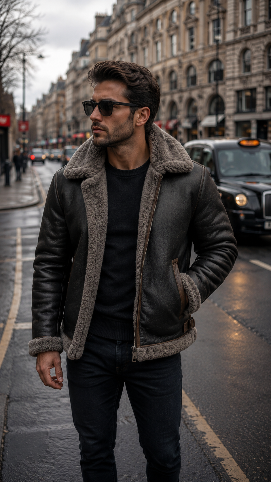B3 RAF Flying Aviator Shearling Bomber Leather Jacket