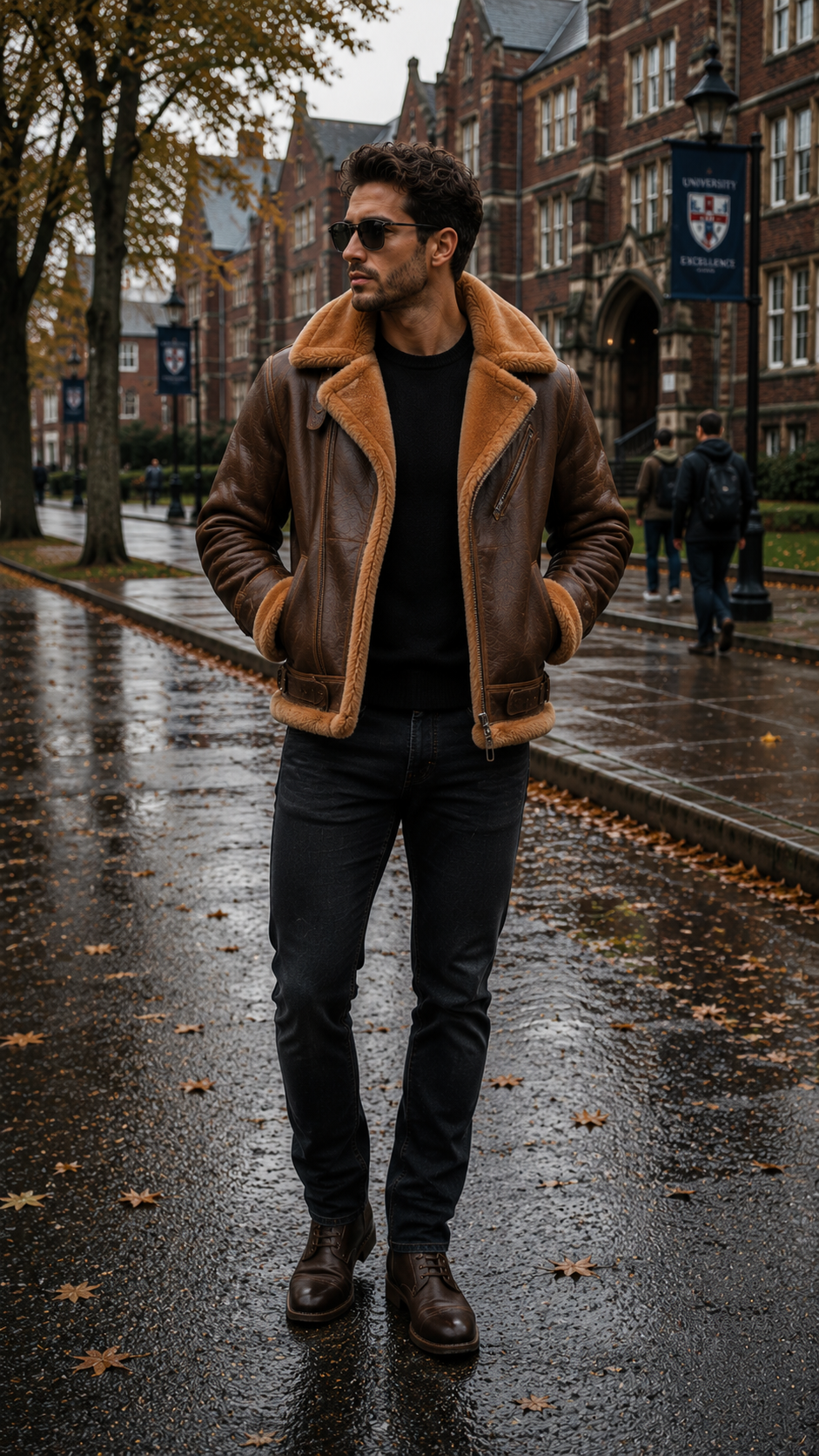 Men’s Brown Aviator Shearling Jacket