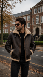 Men’s Shearling Dark Brown Aviator Jacket