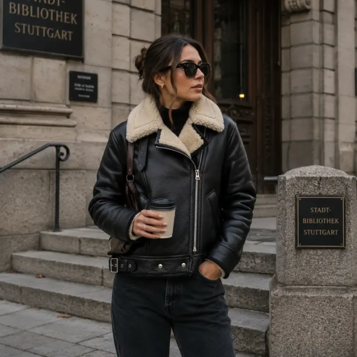 Women's-Aviator- -B3-Shearling -Leather Jacket