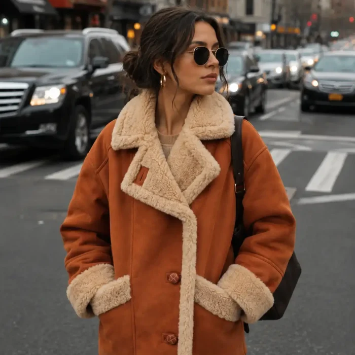 Women's-Suede-Shearling- Coat
