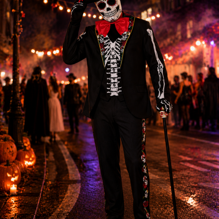 Adult Day of the Dead Skeleton Suit Costume