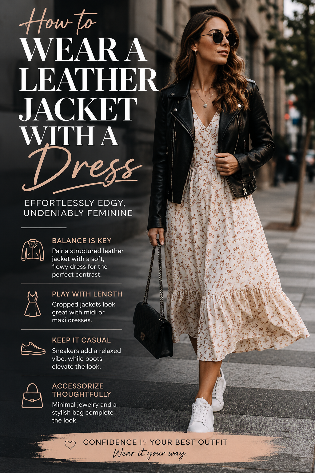 How to Wear a Leather Jacket with a Dress