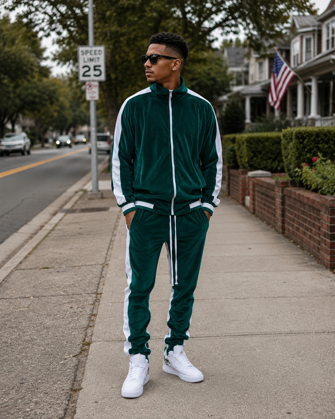 Men's 2 Piece Sports Outfits Soft Velvet Tracksuit