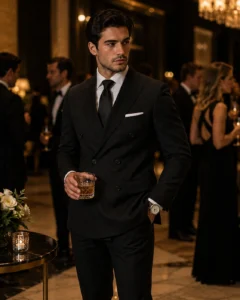 Men's 2 Piece Suit, Double Breasted Slim Fit