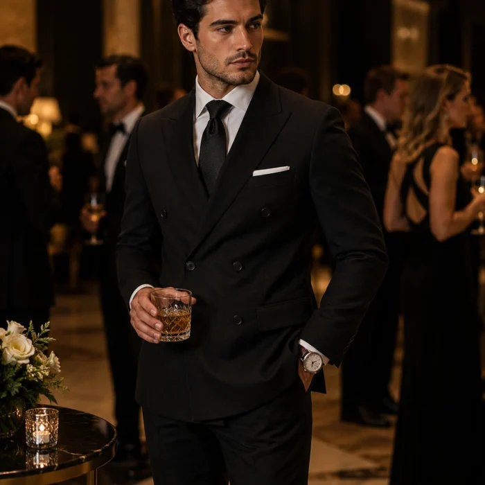 Men's 2 Piece Suit, Double Breasted Slim Fit