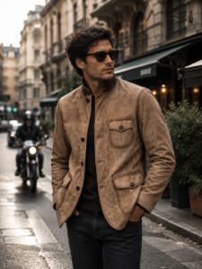 Mens Brown Suede Leather Blazer