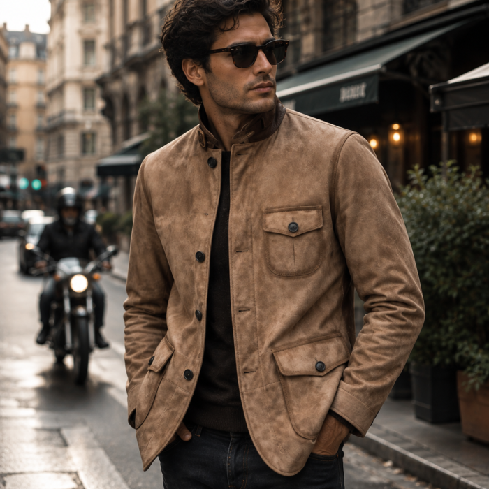 Mens Brown Suede Leather Blazer