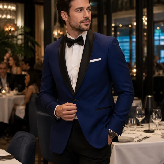 Men's Royal Blue and Black Tuxedo