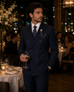 Navy Glen Plaid Double Breasted 2-Piece Suit