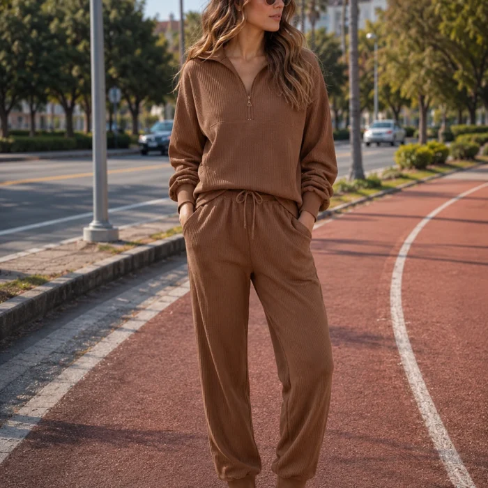 Women's 2 Piece Half Zip Sweatsuit Set