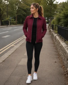 Women's Burgundy Quilted Waterproof Harrington Jacket
