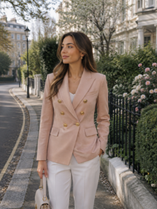 Womens Pink Leather Blazer