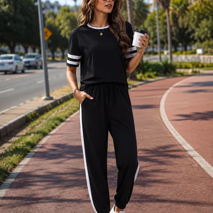 Women's Striped 2 Piece Tracksuit Set