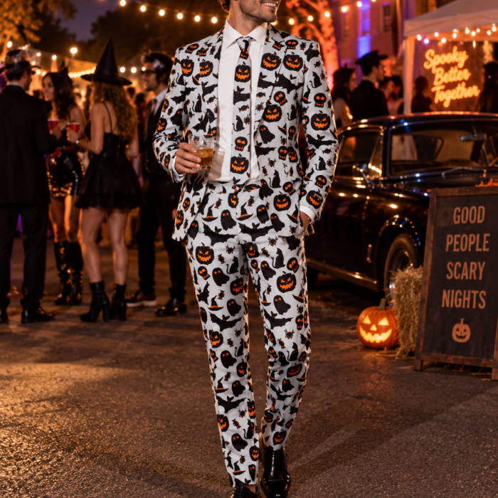 Grey Halloween Pumpkin Suit