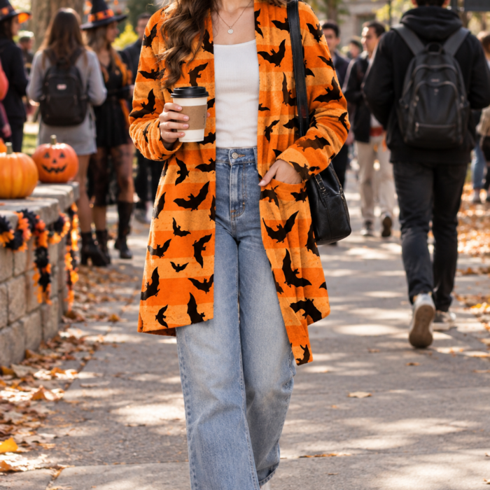 Halloween Bat Print Blazer
