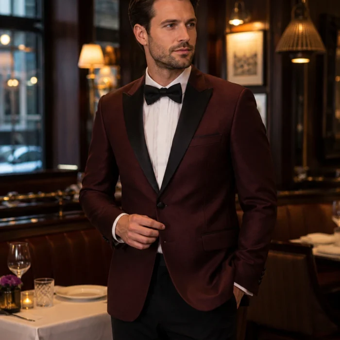 Men's Maroon Slim Fit Tuxedo Jacket
