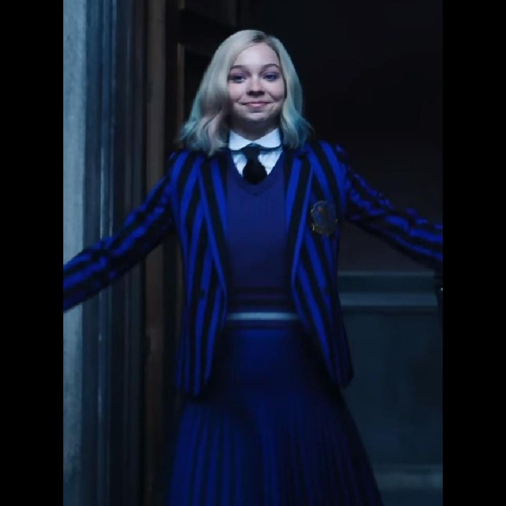 Wednesday Emma Myers' Blue Striped Blazer 2025 - Image 2