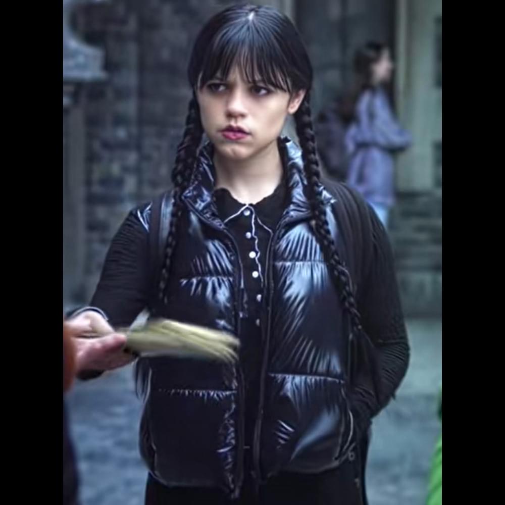 Wednesday Addams Jenna Ortega Black Puffer Vest 2025