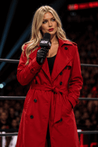 AEW Collision 2025 Breasted Toni Storm Red Wool Coat