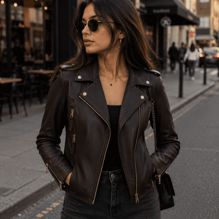 Laura Asymmetrical Motorcycle Dark Brown Leather Jacket