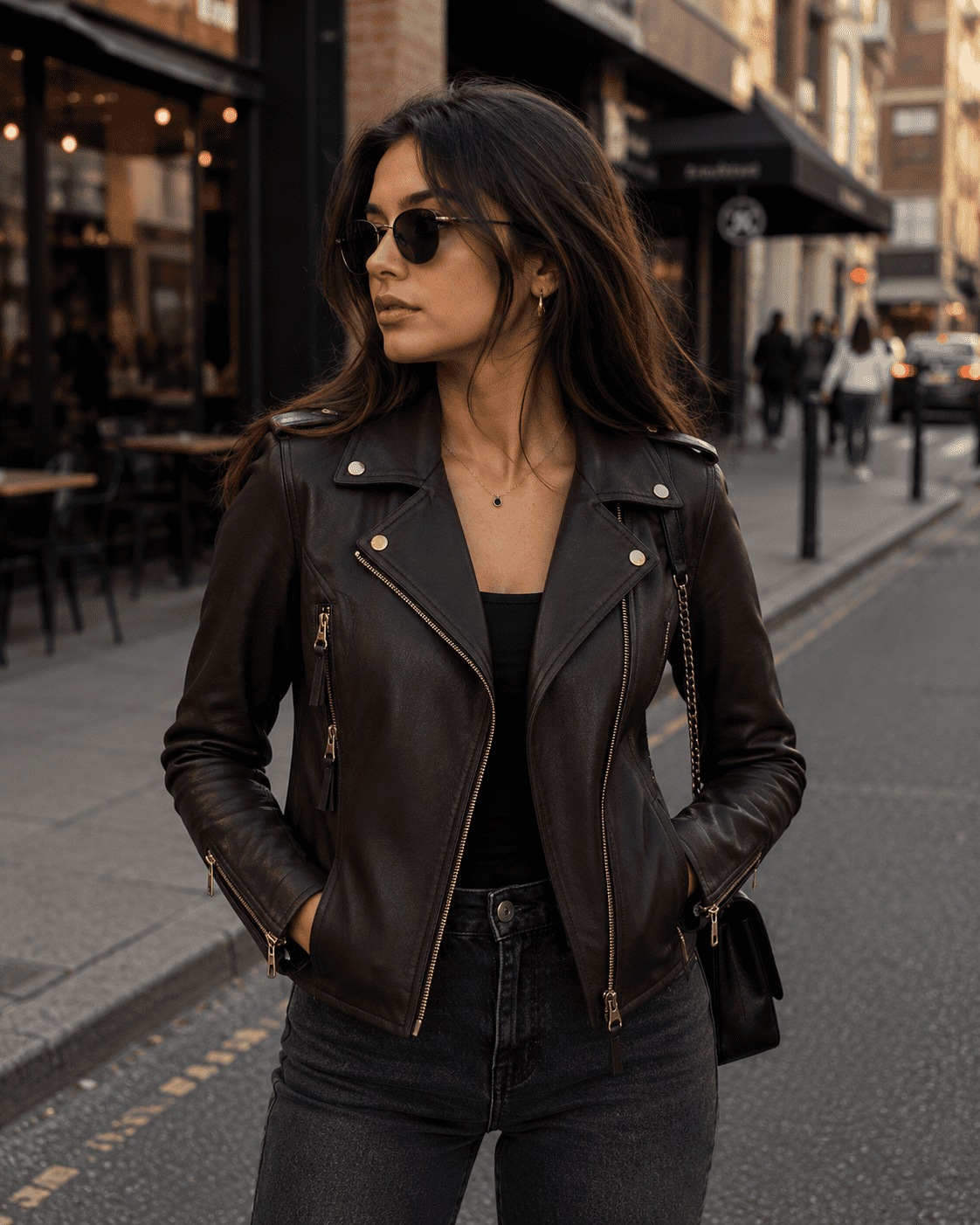 Laura Asymmetrical Motorcycle Dark Brown Leather Jacket